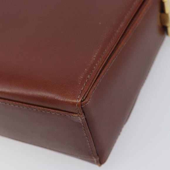 Salvatore Ferragamo Gancini Shoulder Bag Leather Brown Gold Tone Auth 198463A