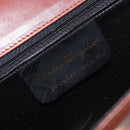 Salvatore Ferragamo Gancini Shoulder Bag Leather Brown Gold Tone Auth 198463A-12