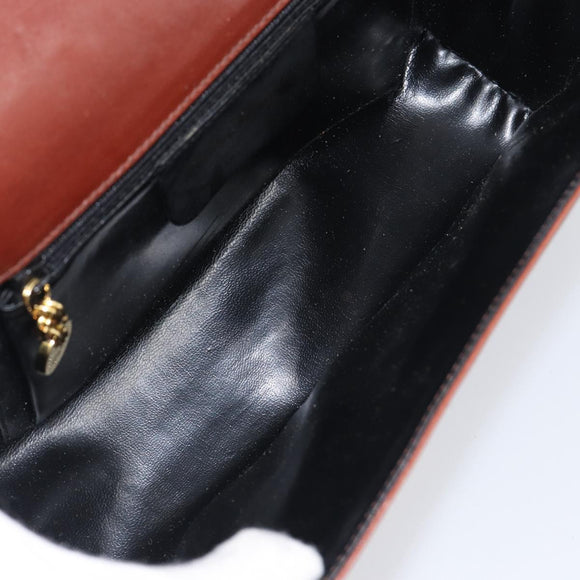 Salvatore Ferragamo Gancini Shoulder Bag Leather Brown Gold Tone Auth 198463A
