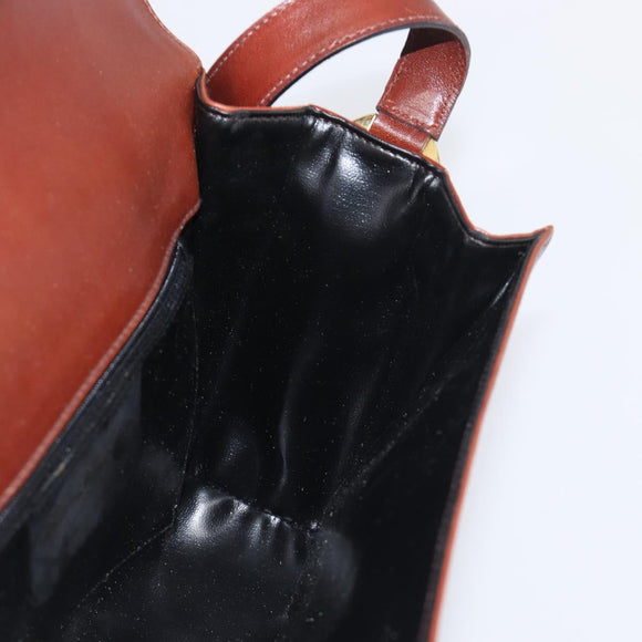 Salvatore Ferragamo Gancini Shoulder Bag Leather Brown Gold Tone Auth 198463A