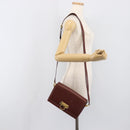 Salvatore Ferragamo Gancini Shoulder Bag Leather Brown Gold Tone Auth 198463A-23