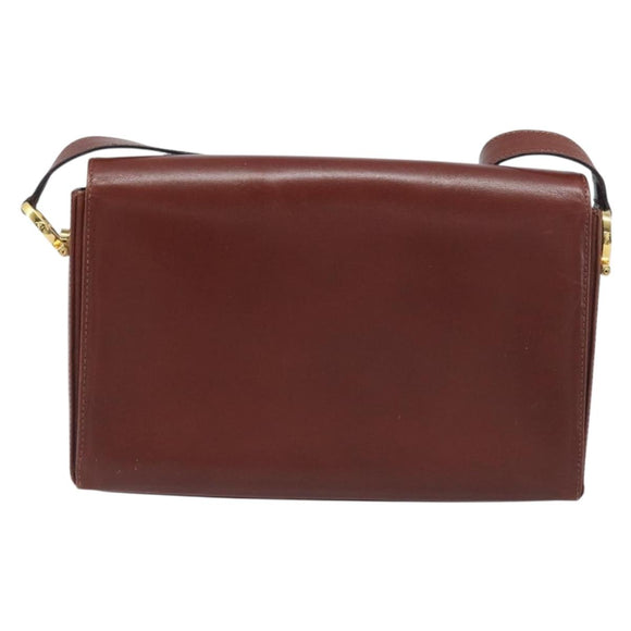 Salvatore Ferragamo Gancini Shoulder Bag Leather Brown Gold Tone Auth 198463A