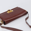 Salvatore Ferragamo Gancini Shoulder Bag Leather Brown Gold Tone Auth 198463A-6