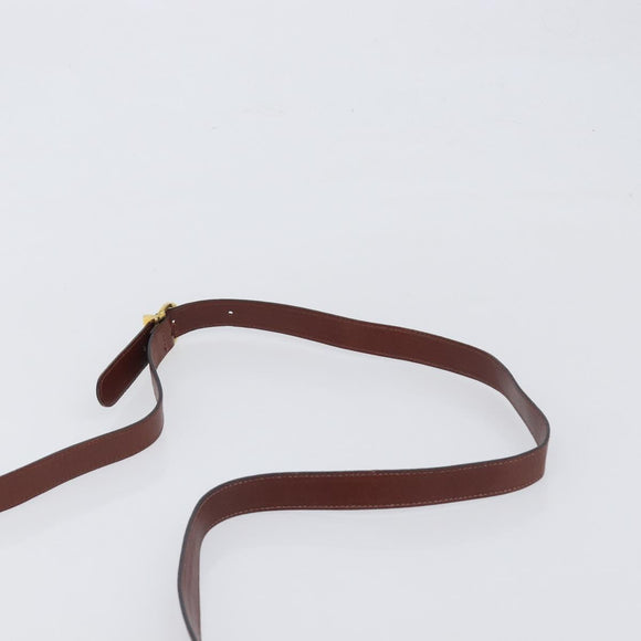 Salvatore Ferragamo Gancini Shoulder Bag Leather Brown Gold Tone Auth 198463A