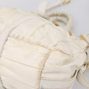 PRADA Gathered Hand Bag Nylon 2way White Gold Tone Auth 198464-10