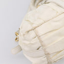 PRADA Gathered Hand Bag Nylon 2way White Gold Tone Auth 198464-15
