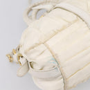 PRADA Gathered Hand Bag Nylon 2way White Gold Tone Auth 198464-17