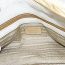PRADA Gathered Hand Bag Nylon 2way White Gold Tone Auth 198464-21