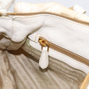 PRADA Gathered Hand Bag Nylon 2way White Gold Tone Auth 198464-24