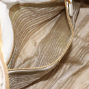 PRADA Gathered Hand Bag Nylon 2way White Gold Tone Auth 198464-25