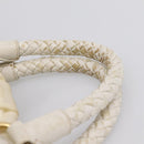 PRADA Gathered Hand Bag Nylon 2way White Gold Tone Auth 198464-8