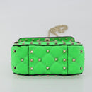 VALENTINO Micro Rockstud Chain Shoulder Bag Leather 2way Green Gold Auth 198465V-5