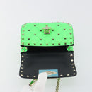 VALENTINO Micro Rockstud Chain Shoulder Bag Leather 2way Green Gold Auth 198465V-19