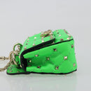 VALENTINO Micro Rockstud Chain Shoulder Bag Leather 2way Green Gold Auth 198465V-4