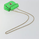 VALENTINO Micro Rockstud Chain Shoulder Bag Leather 2way Green Gold Auth 198465V-9
