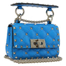 VALENTINO Micro Rockstud Chain Shoulder Bag Leather 2way Blue Auth 198466V-1