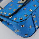 VALENTINO Micro Rockstud Chain Shoulder Bag Leather 2way Blue Auth 198466V-15