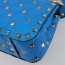 VALENTINO Micro Rockstud Chain Shoulder Bag Leather 2way Blue Auth 198466V-16