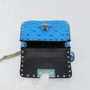 VALENTINO Micro Rockstud Chain Shoulder Bag Leather 2way Blue Auth 198466V-19
