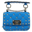VALENTINO Micro Rockstud Chain Shoulder Bag Leather 2way Blue Auth 198466V-13