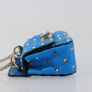 VALENTINO Micro Rockstud Chain Shoulder Bag Leather 2way Blue Auth 198466V-4