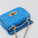 VALENTINO Micro Rockstud Chain Shoulder Bag Leather 2way Blue Auth 198466V-6