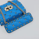 VALENTINO Micro Rockstud Chain Shoulder Bag Leather 2way Blue Auth 198466V-7