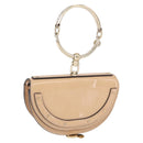 Chloe Nile Minaudière Hand Bag Patent Beige Gold Tone Auth 198468A-1