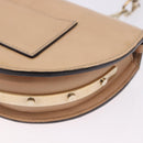 Chloe Nile Minaudière Hand Bag Patent Beige Gold Tone Auth 198468A-16