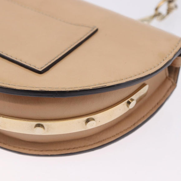 Chloe Nile Minaudière Hand Bag Patent Beige Gold Tone Auth 198468A