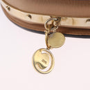 Chloe Nile Minaudière Hand Bag Patent Beige Gold Tone Auth 198468A-17