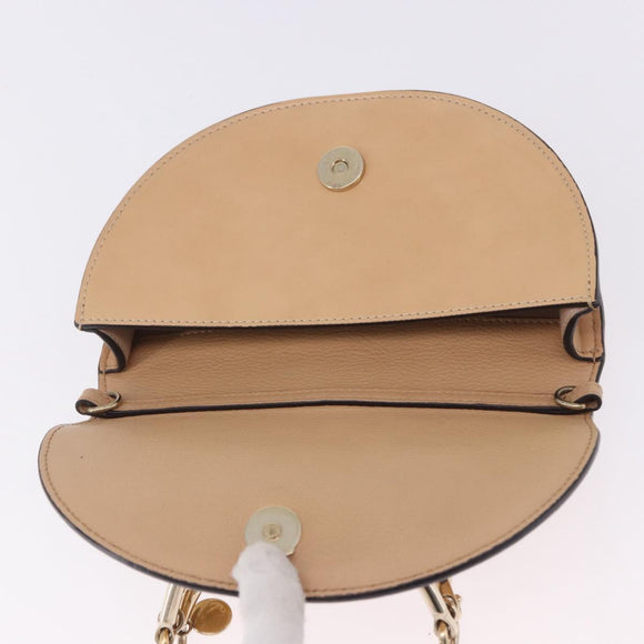 Chloe Nile Minaudière Hand Bag Patent Beige Gold Tone Auth 198468A