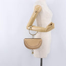 Chloe Nile Minaudière Hand Bag Patent Beige Gold Tone Auth 198468A-22