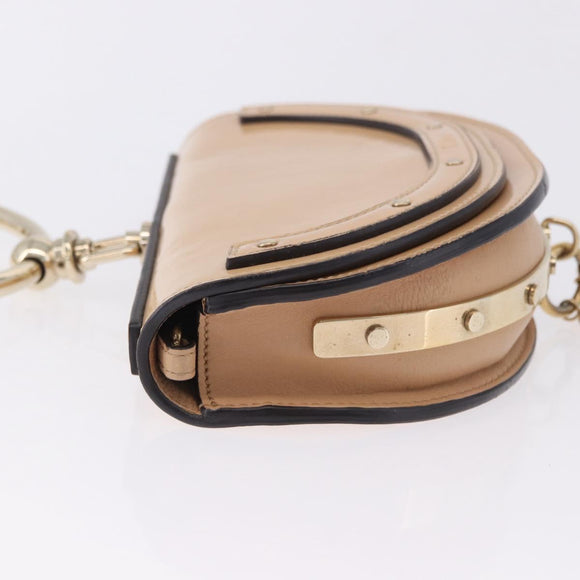 Chloe Nile Minaudière Hand Bag Patent Beige Gold Tone Auth 198468A