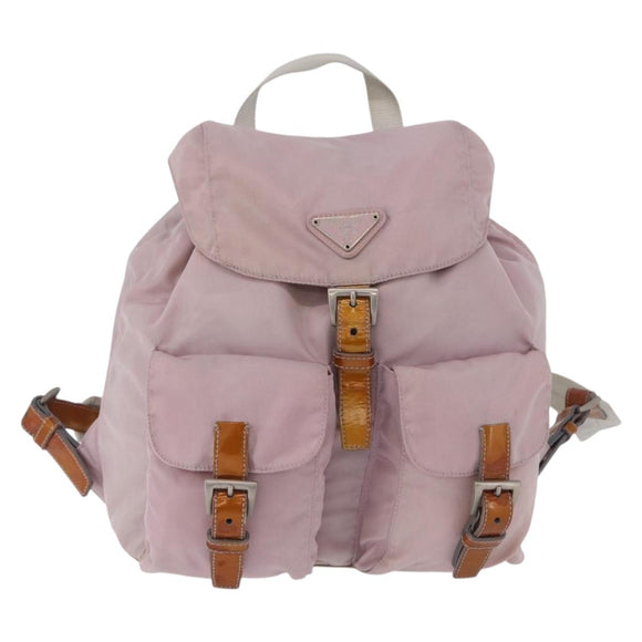 PRADA Backpack Nylon Pink Silver Auth 198471