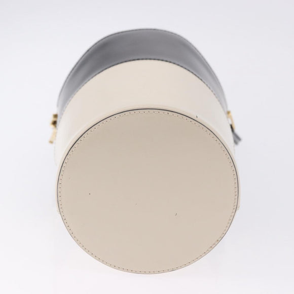 Salvatore Ferragamo Gancini Shoulder Bag Leather Ivory Gold Tone Auth 198472A