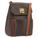 CELINE Macadam Shoulder Bag PVC Leather Brown Gold Tone Auth 198476-1