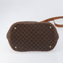 CELINE Macadam Shoulder Bag PVC Leather Brown Gold Tone Auth 198476-10