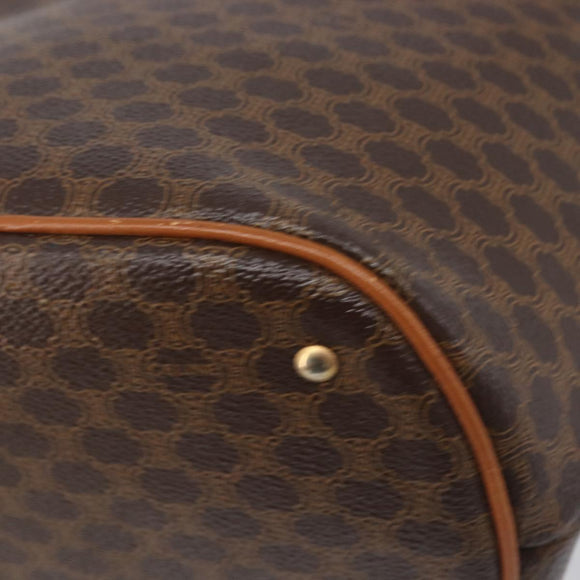 CELINE Macadam Shoulder Bag PVC Leather Brown Gold Tone Auth 198476