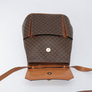 CELINE Macadam Shoulder Bag PVC Leather Brown Gold Tone Auth 198476-16