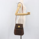 CELINE Macadam Shoulder Bag PVC Leather Brown Gold Tone Auth 198476-25