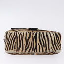 FENDI Mamma Baguette Shoulder Bag Harako leather Beige Black Auth 198478A-10
