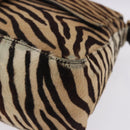 FENDI Mamma Baguette Shoulder Bag Harako leather Beige Black Auth 198478A-12