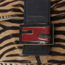 FENDI Mamma Baguette Shoulder Bag Harako leather Beige Black Auth 198478A-16