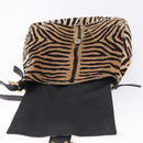 FENDI Mamma Baguette Shoulder Bag Harako leather Beige Black Auth 198478A-18