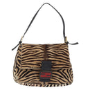 FENDI Mamma Baguette Shoulder Bag Harako leather Beige Black Auth 198478A-2