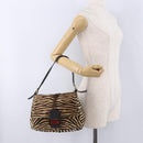 FENDI Mamma Baguette Shoulder Bag Harako leather Beige Black Auth 198478A-27