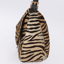 FENDI Mamma Baguette Shoulder Bag Harako leather Beige Black Auth 198478A-4
