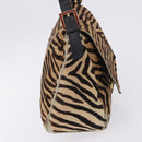 FENDI Mamma Baguette Shoulder Bag Harako leather Beige Black Auth 198478A-6