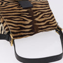 FENDI Mamma Baguette Shoulder Bag Harako leather Beige Black Auth 198478A-7
